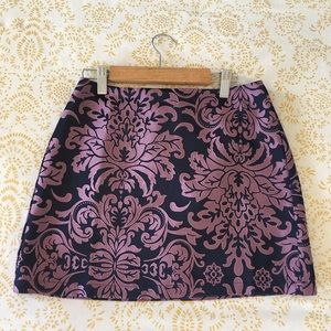 Blue Skirt with Violet Print